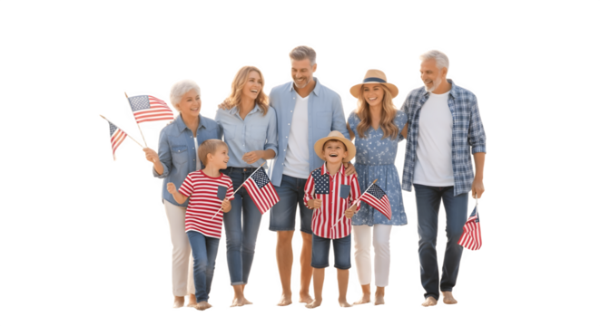 Diverse Family Celebrating American Independence Day Together.
