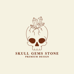 gemstone logo with skull vector icon symbol illustration design