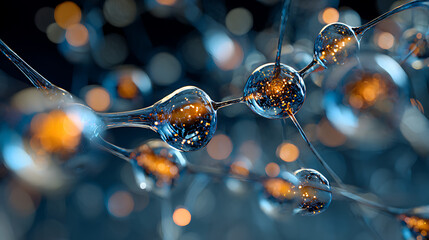 Delicate molecular structure shines, representing scientific research, technological innovation, and cutting-edge medical advancements with a stunning visual