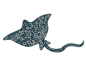 Cartoon vector illustration of a marbled stripe fish character isolated on white background. Clip art for aquatic themes, wildlife education and ocean-inspired art