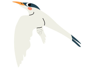 Cartoon vector illustration of a capuchin gull character isolated on white background. Clip art for coastal wildlife design, bird education and character creation