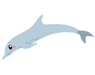 Cartoon vector illustration of a dolphin capuchin gull hybrid character isolated on white background. Clip art concept for fantasy marine animals, creative art and children’s projects