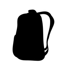 Black silhouette of a backpack on a white background, ready for travel