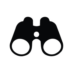 Black binoculars on a white background providing expanded view of objects