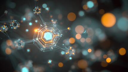 Futuristic network connecting digital data points, illuminating complex technology and communications, showcasing innovation and modern connectivity solutions