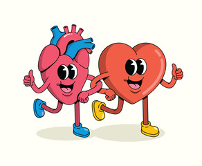 love and heart character groovy cartoon illustration