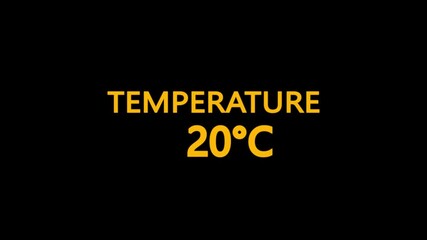 Temperature Counting Animation from 0°C to 120°C. Rising temperature number from 0 to 20. temperature progress animation showing celsius degrees
