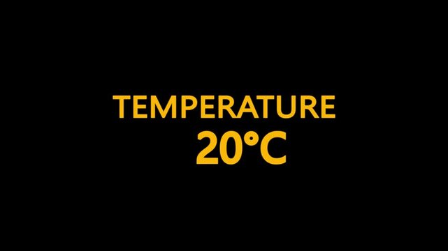 Temperature Counting Animation from 0&deg;C to 120&deg;C. Rising temperature number from 0 to 20. temperature progress animation showing celsius degrees