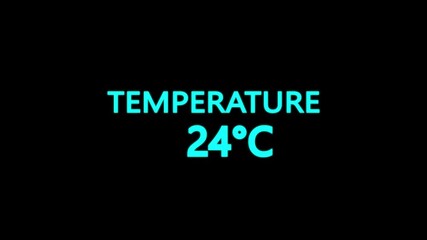 Temperature Counting Animation from 0°C to 24°C. Rising temperature number from 0 to 24. temperature progress animation showing celsius degrees