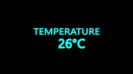 Temperature Counting Animation from 0°C to 29°C. Rising temperature number from 0 to 29. temperature progress animation showing celsius degrees