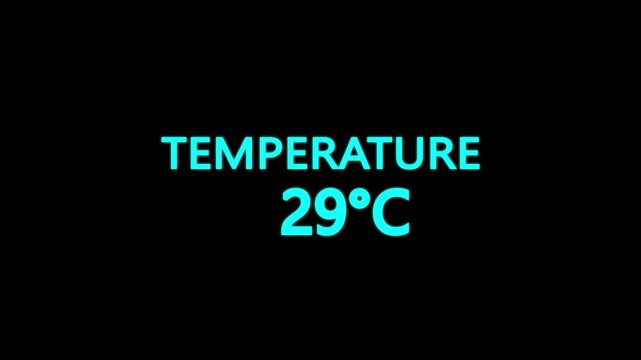Temperature Counting Animation from 0&deg;C to 32&deg;C. Rising temperature number from 0 to 32. temperature progress animation showing celsius degrees