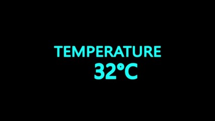 Temperature Counting Animation from 0°C to 36°C. Rising temperature number from 0 to 36. temperature progress animation showing celsius degrees