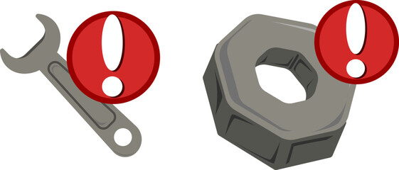 Wrench and Bolt Warning Sign Illustration