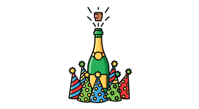 Pop that bubbly and celebrate with festive party hats for a new year or milestone, perfect for invitations or digital designs