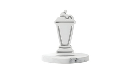 White 3D rendered trophy with a horse on top isolated on a white background.