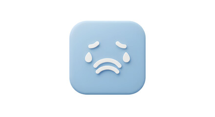 Sad crying face emoji on a light blue square background.