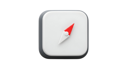 Minimalist 3D Compass Icon on White Background.