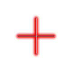 Obraz premium Red Neon Plus Icon – Glowing Symbol for Medical, Math, UI, and Branding