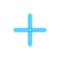 Obraz premium Blue Neon Plus Icon – Glowing Symbol for Medical, Math, UI, and Branding