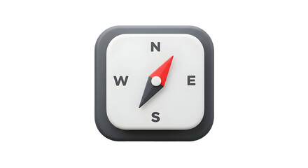 Minimalist 3D Compass Icon for Navigation and Direction.