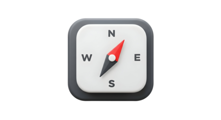 Minimalist 3D Compass Icon for Navigation and Direction.