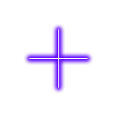 Fototapeta premium Purple Neon Plus Icon – Glowing Symbol for Medical, Math, UI, and Branding