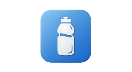 Simple white water bottle icon on a blue rounded square background.