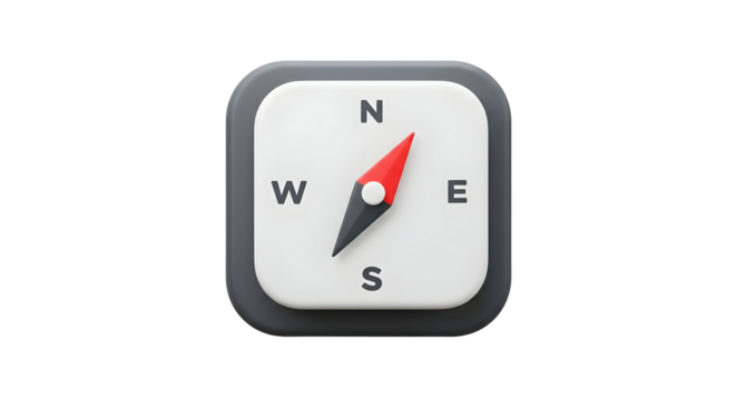 Minimalist 3D Compass Icon for Navigation and Direction.