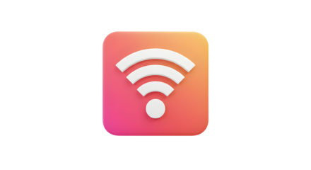 Vibrant 3D WiFi symbol on a gradient background.