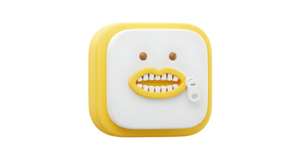 Yellow and white square alarm clock with a cartoon face.