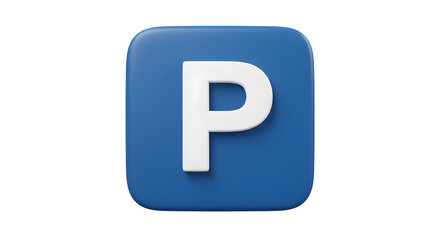 3D rendered blue square icon with white letter P for parking.