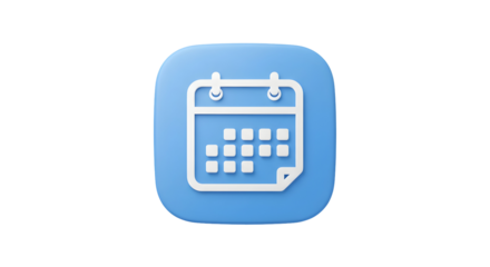 3D Blue Calendar Icon for Scheduling and Event Planning.