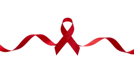 Red Awareness Ribbon with Wavy Ends Isolated on Transparent Background png