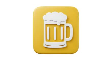 Beer Mug App Icon on Yellow Background.
