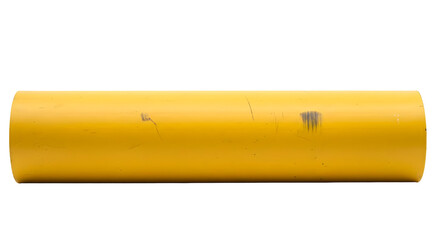 Single yellow cylindrical object isolated on a white background.