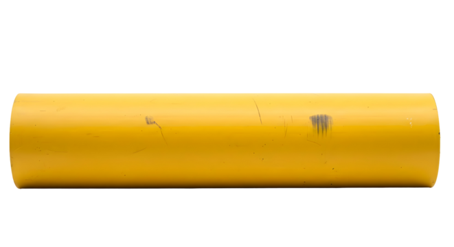 Single yellow cylindrical object isolated on a white background.