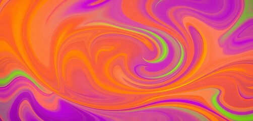 Abstract swirling vibrant orange, green, purple gradient pattern, dynamic, cosmic