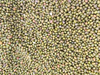 Full Frame of Green Mung Beans Tightly Arranged, Organic Healthy Food Texture