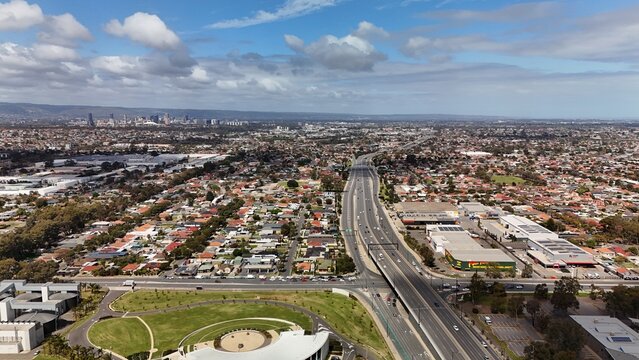 Croydon Park, Adelaide Region, South Australia &ndash; 4K Aerial Drone Footage Featuring Residential Houses, Estates, Parks, Industrial Factories along South Road Highway Near Regency Park