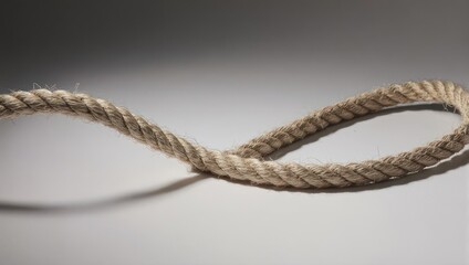 Obraz premium Close-up of a natural fiber rope forming a loose loop on a light, neutral-toned surface