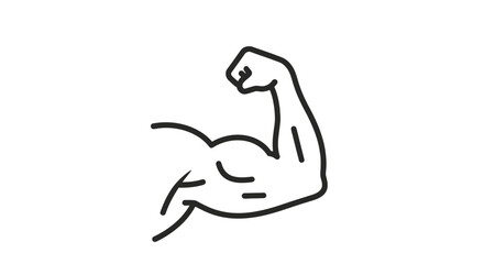 Fototapeta premium Flexed bicep muscle line art drawing symbolizing strength, power, fitness, and human physical capability with minimalist style graphic.