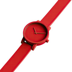 Monochromatic red watch, clean minimalist design on black