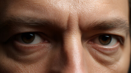 Fototapeta premium The Gaze: Up-close and personal, an intense study of a human face is revealed through the eyes, capturing the raw emotion and expression conveyed solely through them.