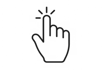Hand cursor icon clicking, pointing or tapping on transparent background, simple user interface symbol for web and app design