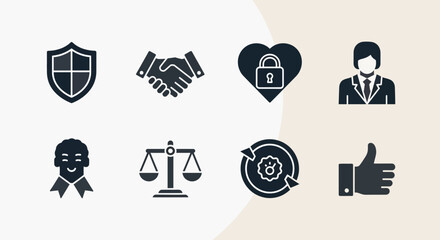 Collection of Business and Professional Iconography Set on Pale Background