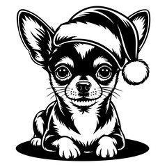 Chihuahua dog wearing a christmas hat