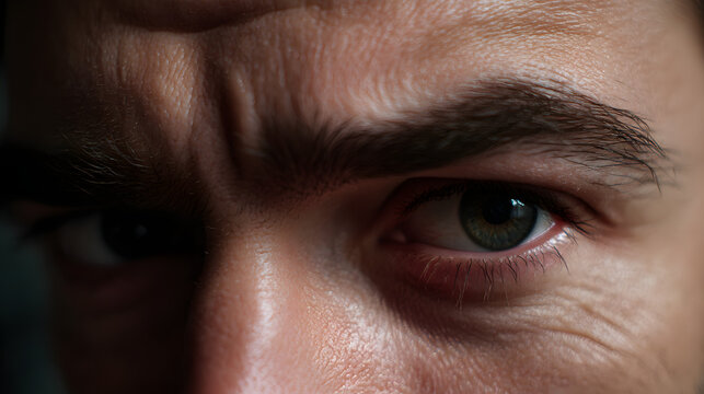 Intense Gaze: A close-up shot of a person's eye, capturing a look of intense focus and depth.