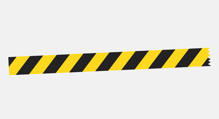 Graphic Illustration of Black and Yellow Striped Warning Tape on a Light Background