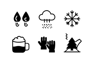Winter season icons for weather and activities