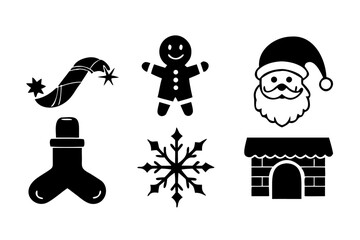 Christmas icons with santa and gingerbread man